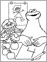 A coloring page of sesame street